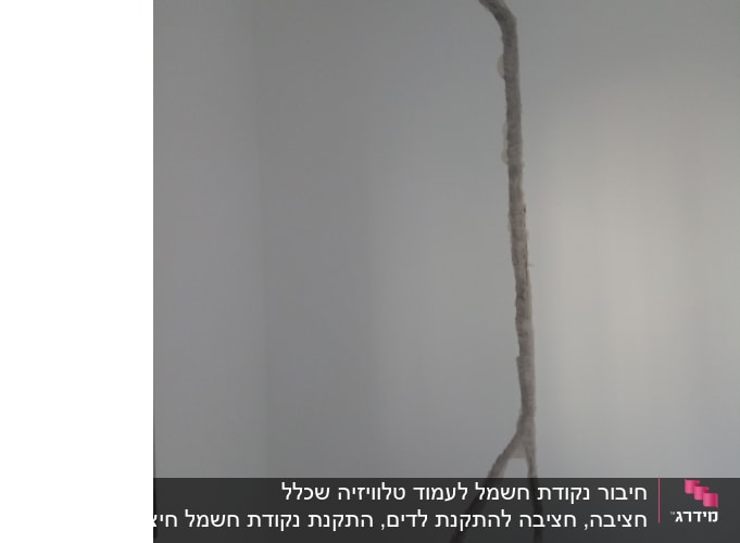 חוטי חשמל חשופים בקיר עם שקעים פתוחים